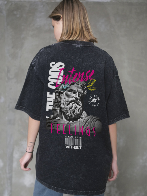 Жіноча Виварена Оверсайз Футболка Without Washed З Принтом Feelings Black модель 8056141 Фото
