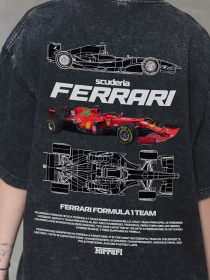 Жіноча Виварена Оверсайз Футболка Without Washed З Принтом Ferrari Black модель 8056143 Фото