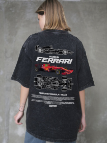 Жіноча Виварена Оверсайз Футболка Without Washed З Принтом Ferrari Black модель 8056143 Фото