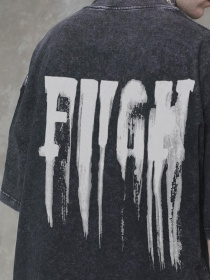 Чоловіча Виварена Оверсайз Футболка Without Washed З Принтом Fight Black модель 8056144 Фото