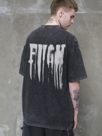 Чоловіча Виварена Оверсайз Футболка Without Washed З Принтом Fight Black модель 8056144 Фото