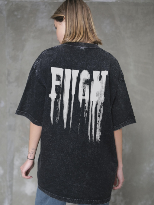 Жіноча Виварена Оверсайз Футболка Without Washed З Принтом Fight Black модель 8056145 Фото
