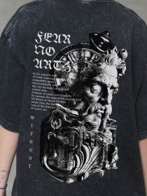 Жіноча Виварена Оверсайз Футболка Without Washed З Принтом Greek Black модель 8056147 Фото