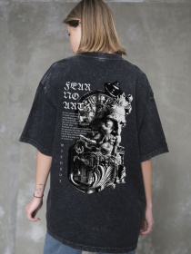 Жіноча Виварена Оверсайз Футболка Without Washed З Принтом Greek Black модель 8056147 Фото