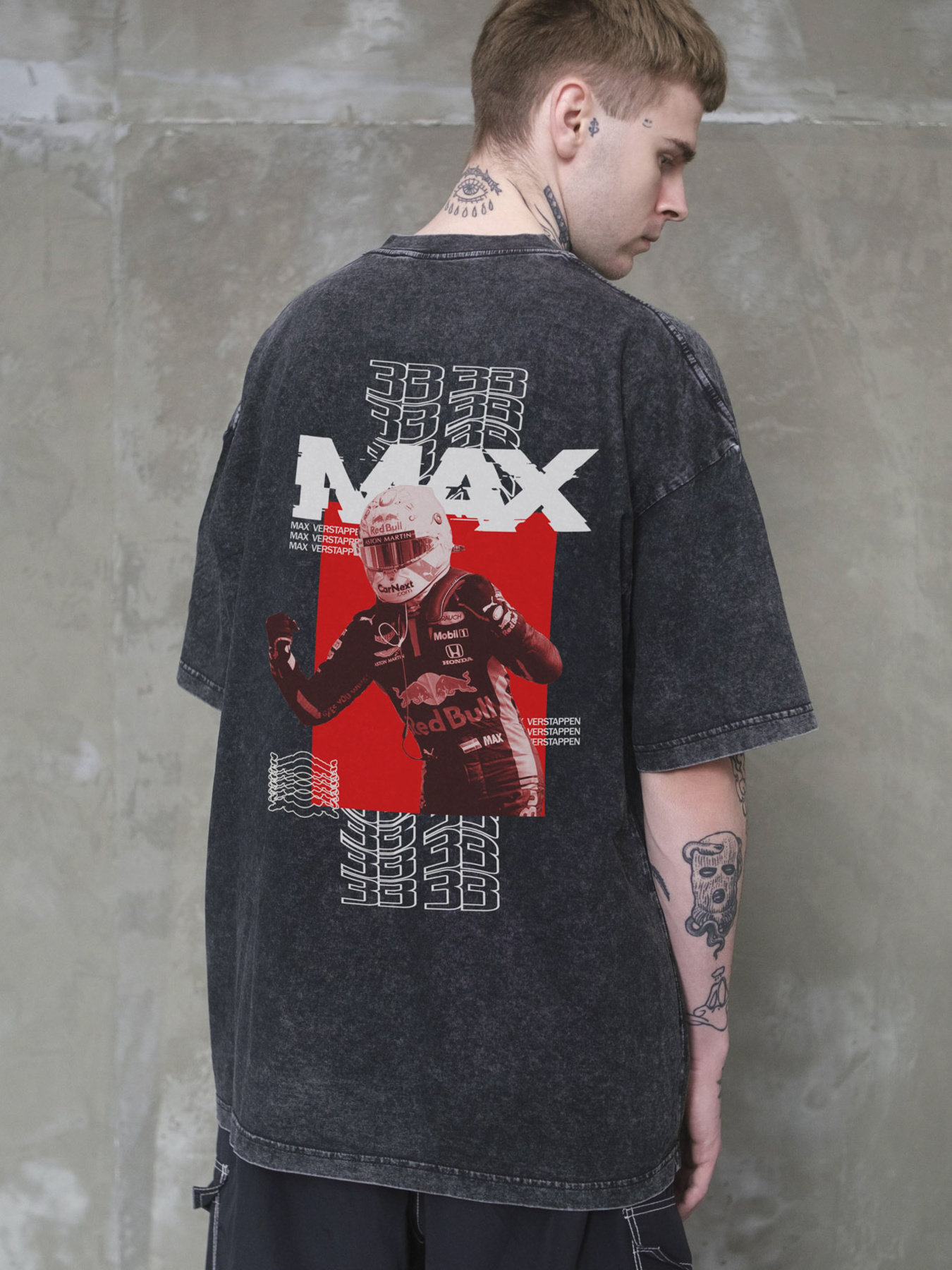 Чоловіча Виварена Оверсайз Футболка Without Washed З Принтом Max Black модель 8056148 Фото