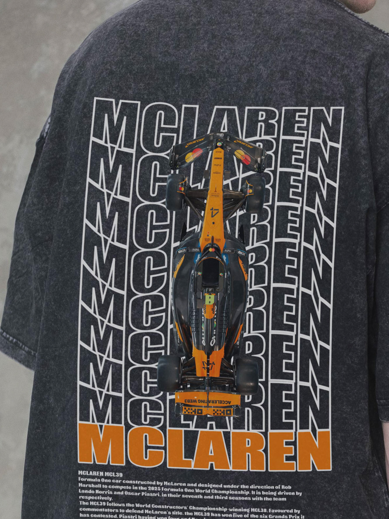 Чоловіча Виварена Оверсайз Футболка Without Washed З Принтом Mclaren Black модель 8056150 Фото