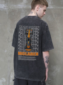 Чоловіча Виварена Оверсайз Футболка Without Washed З Принтом Mclaren Black модель 8056150 Фото