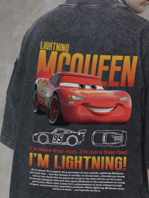 Чоловіча Виварена Оверсайз Футболка Without Washed З Принтом Mcqueen Black модель 8056152 Фото