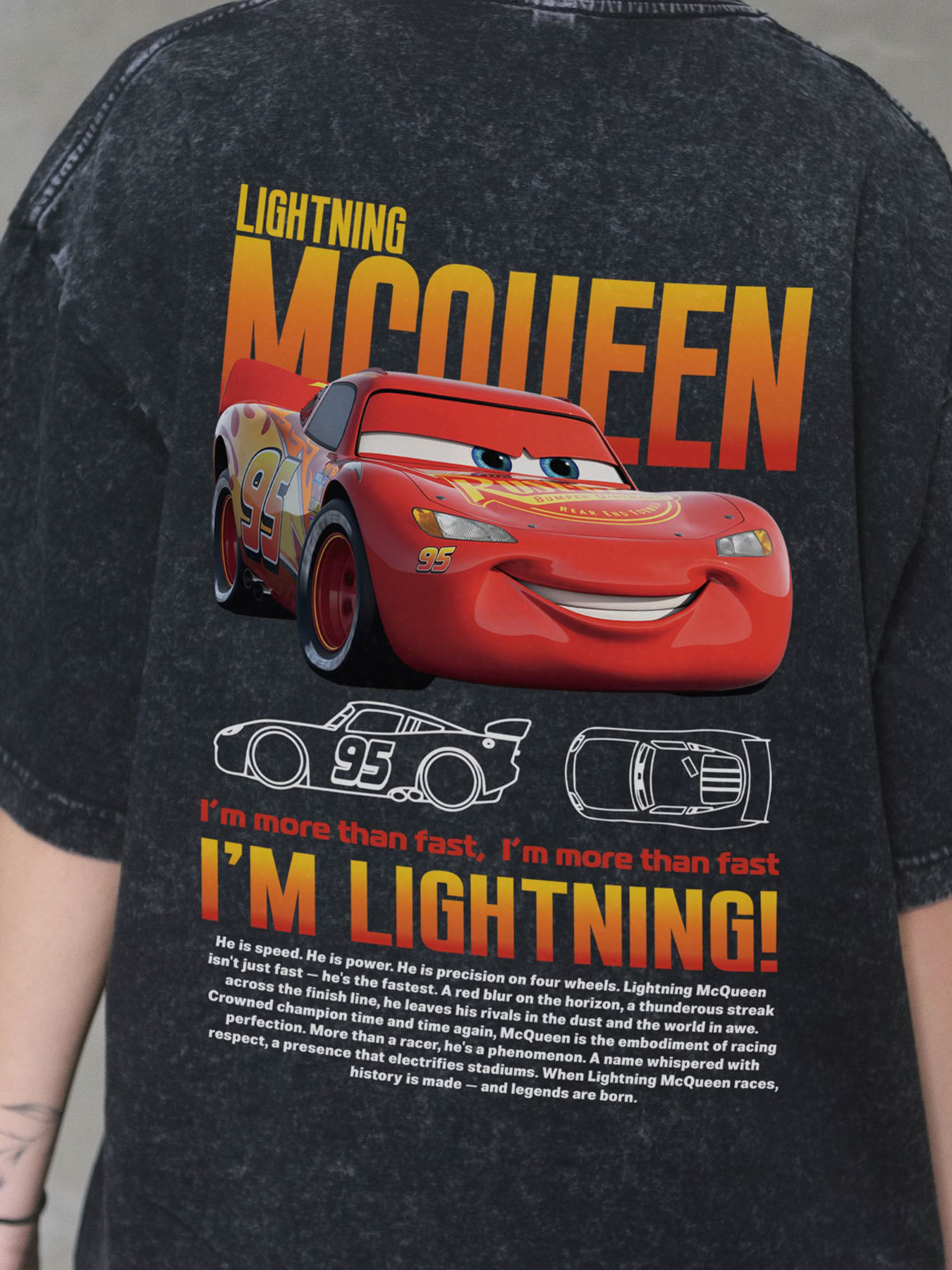 Жіноча Виварена Оверсайз Футболка Without Washed З Принтом Mcqueen Black модель 8056153 Фото