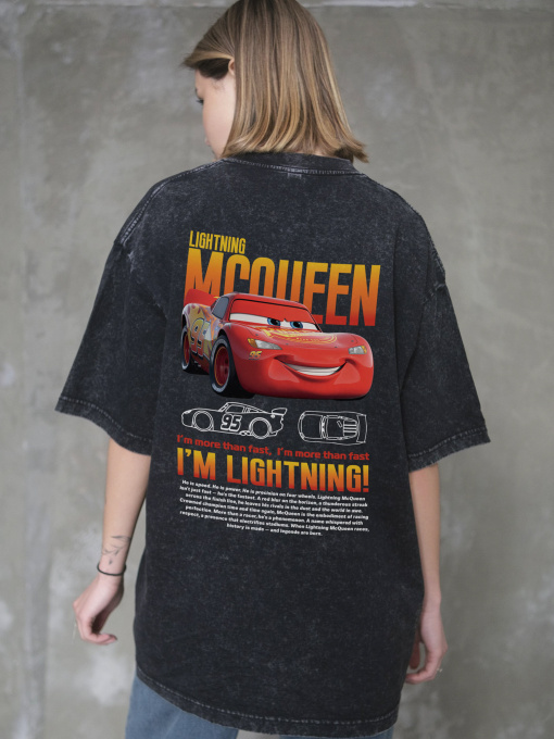 Жіноча Виварена Оверсайз Футболка Without Washed З Принтом Mcqueen Black модель 8056153 Фото