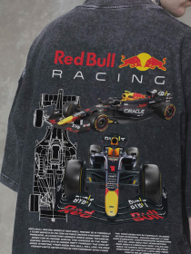 Чоловіча Виварена Оверсайз Футболка Without Washed З Принтом Redbull Black модель 8056154 Фото