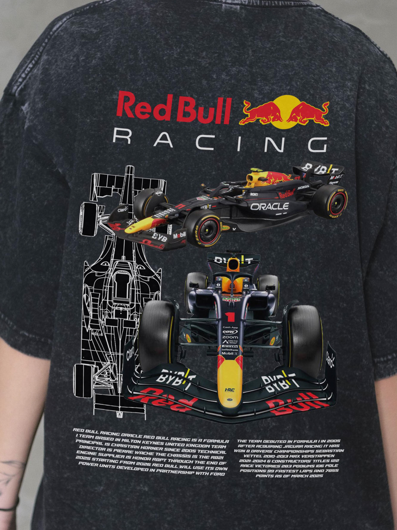 Жіноча Виварена Оверсайз Футболка Without Washed З Принтом Redbull Black модель 8056155 Фото