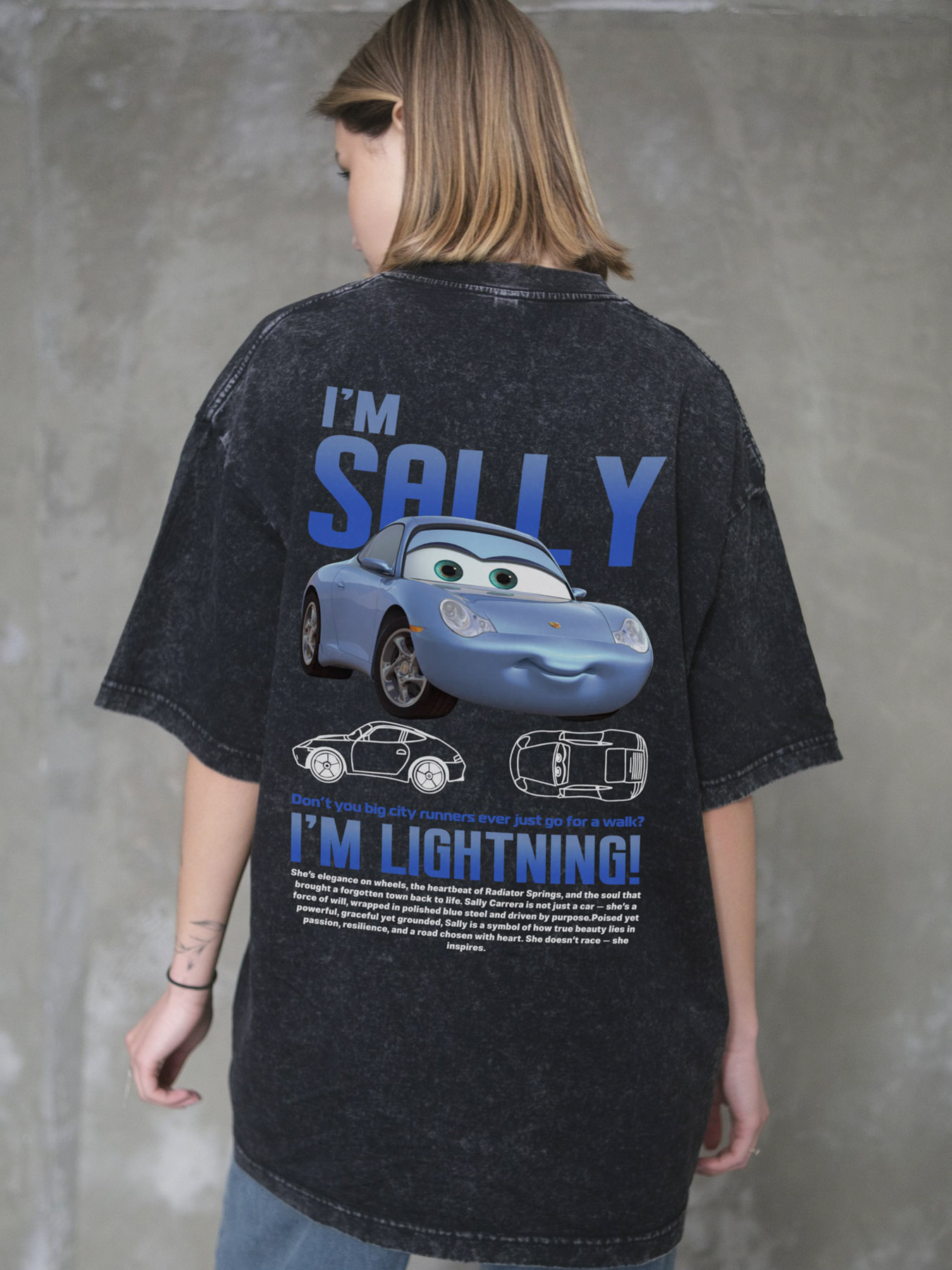 Жіноча Виварена Оверсайз Футболка Without Washed З Принтом Sally Black модель 8056157 Фото