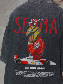 Чоловіча Виварена Оверсайз Футболка Without Washed З Принтом Senna Black модель 8056158 Фото