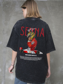 Жіноча Виварена Оверсайз Футболка Without Washed З Принтом Senna Black модель 8056159 Фото