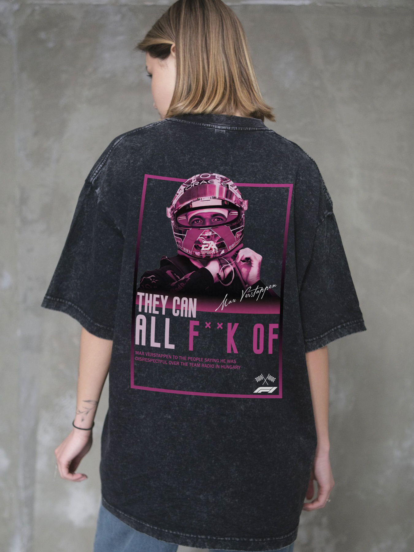 Жіноча Виварена Оверсайз Футболка Without Washed З Принтом Verstappen Black модель 8056163 Фото