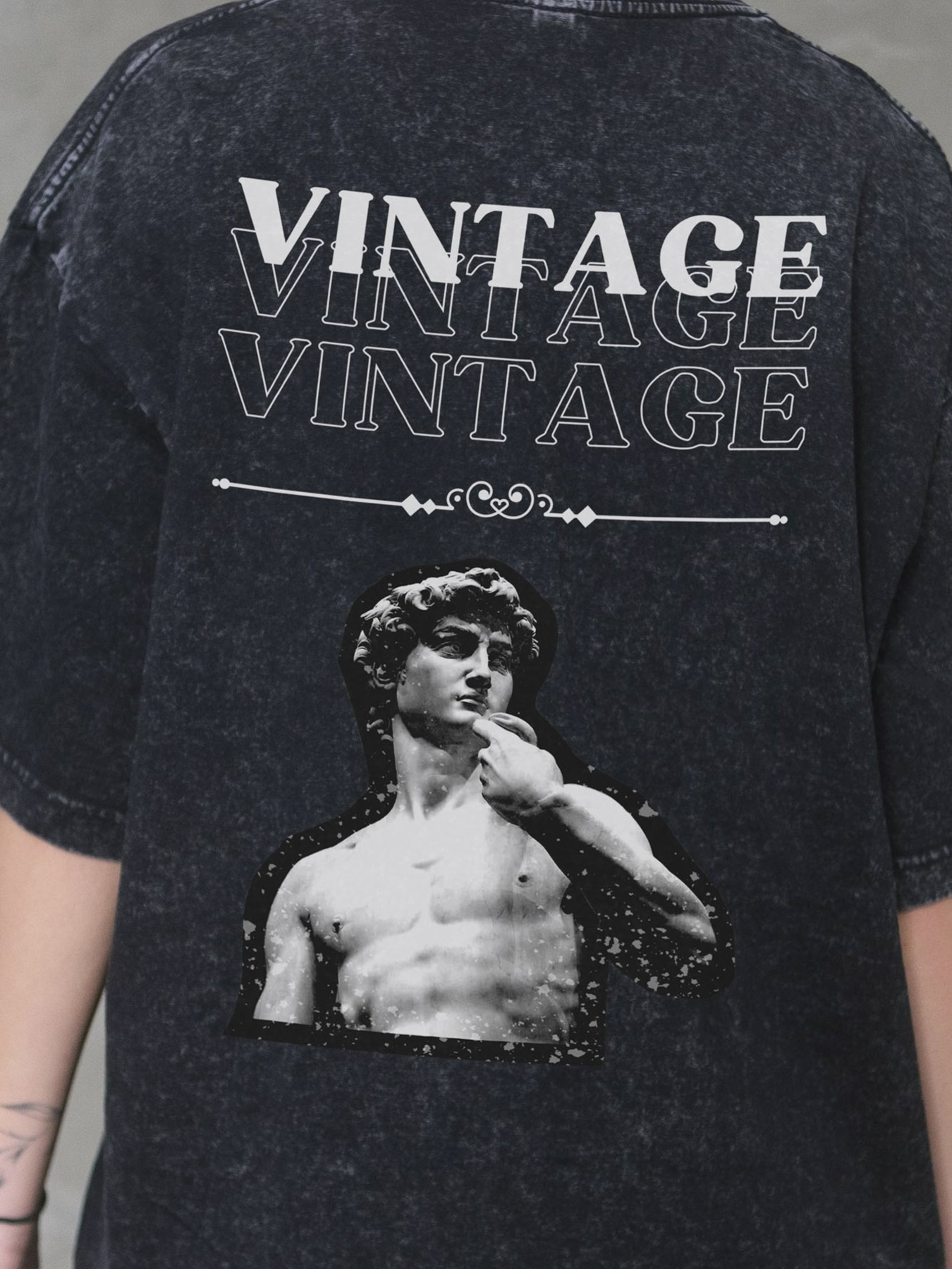 Жіноча Виварена Оверсайз Футболка Without Washed З Принтом Vintage Black модель 8056165 Фото