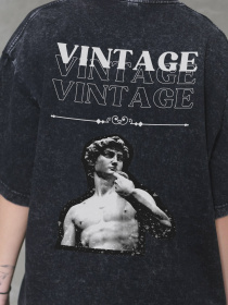 Жіноча Виварена Оверсайз Футболка Without Washed З Принтом Vintage Black модель 8056165 Фото