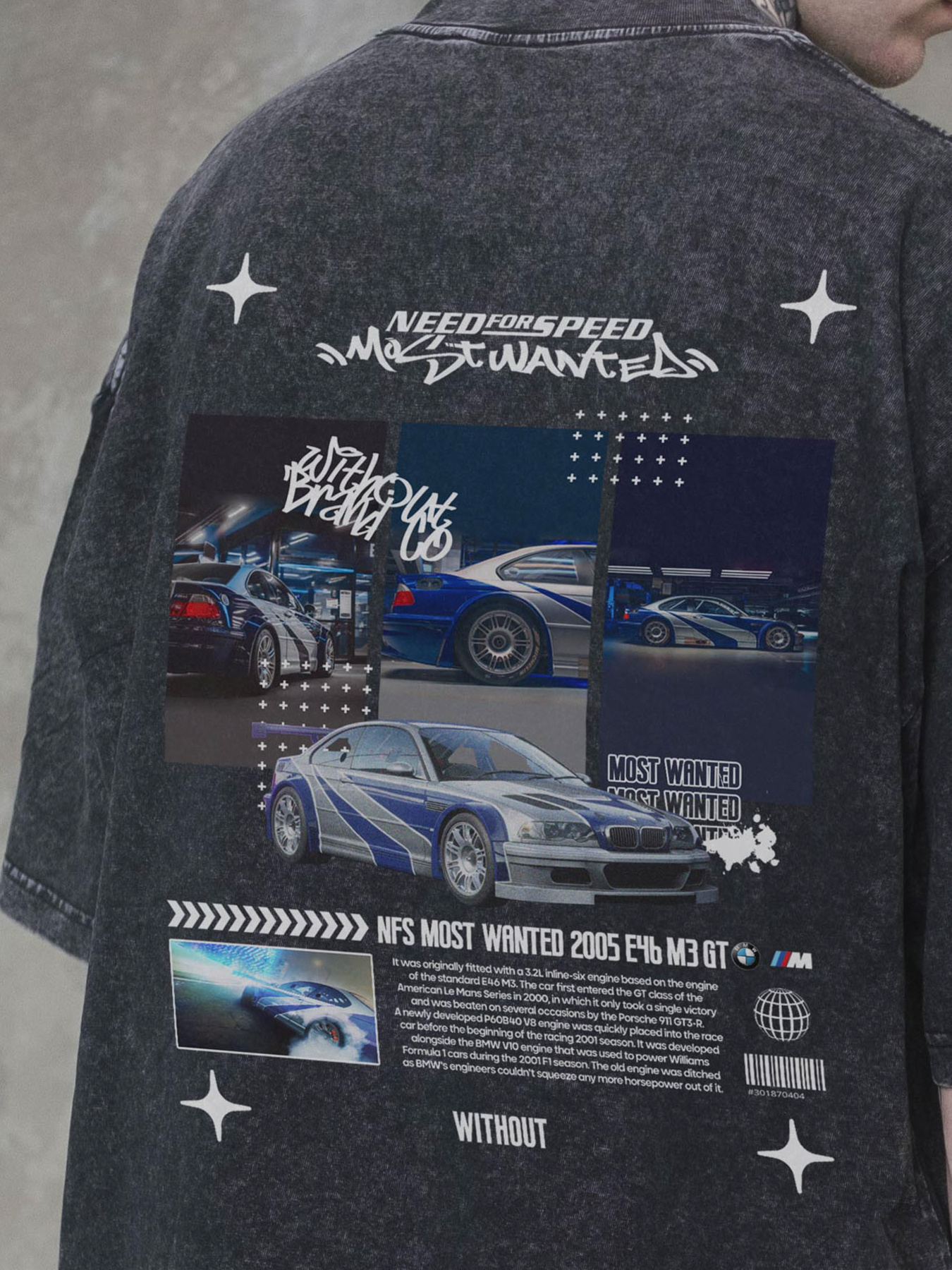 Чоловіча Виварена Оверсайз Футболка Without Washed З Принтом Wanted Black модель 8056166 Фото