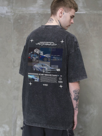 Чоловіча Виварена Оверсайз Футболка Without Washed З Принтом Wanted Black модель 8056166 Фото