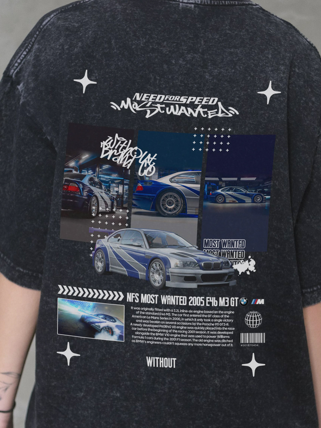 Жіноча Виварена Оверсайз Футболка Without Washed З Принтом Wanted Black модель 8056167 Фото