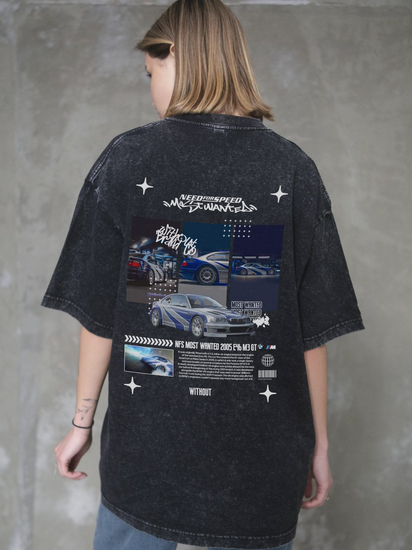 Жіноча Виварена Оверсайз Футболка Without Washed З Принтом Wanted Black модель 8056167 Фото