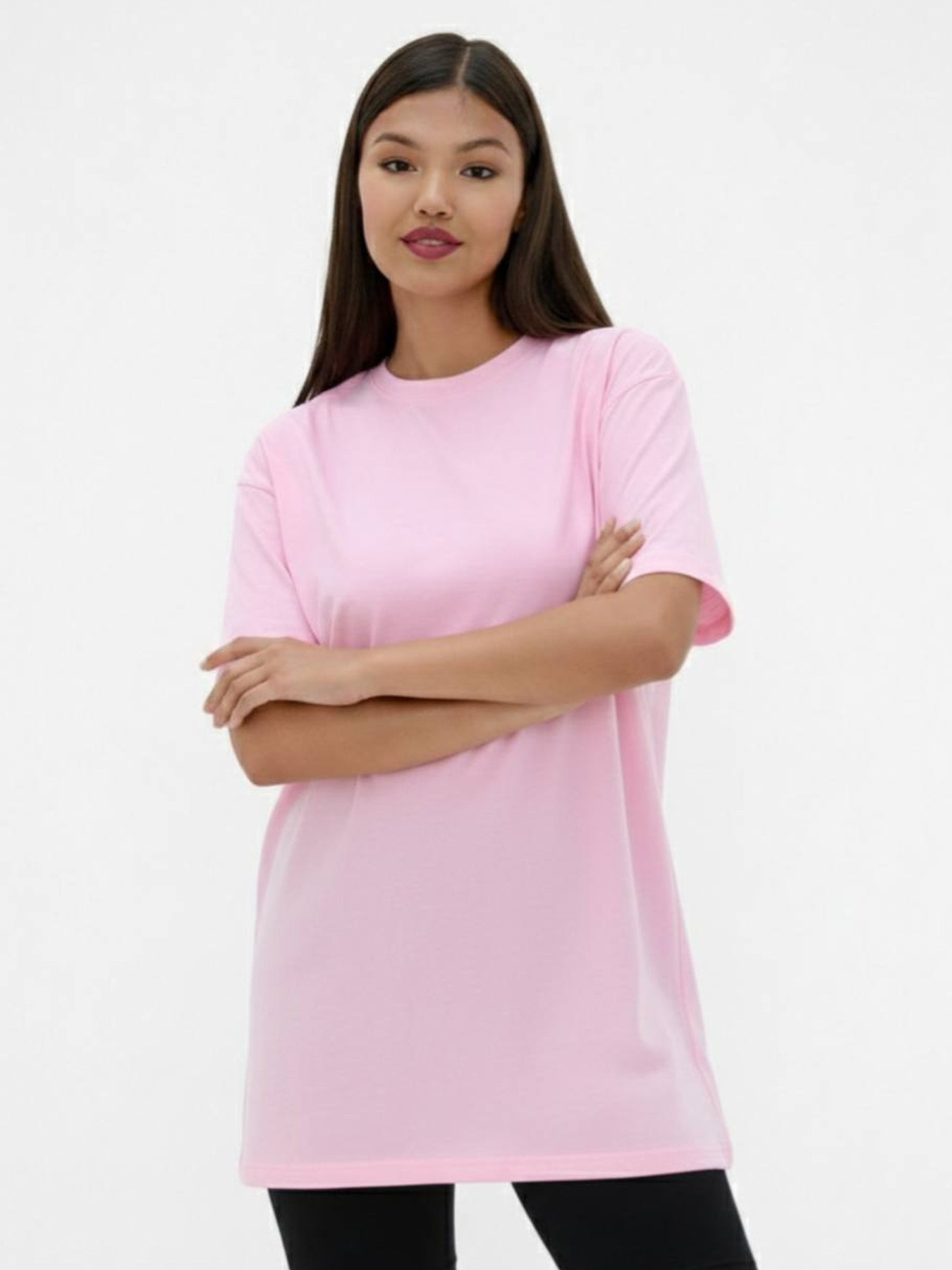Футболка жіноча оверсайз UNI вільного крою ніжно-рожева модель Wm291 Фото