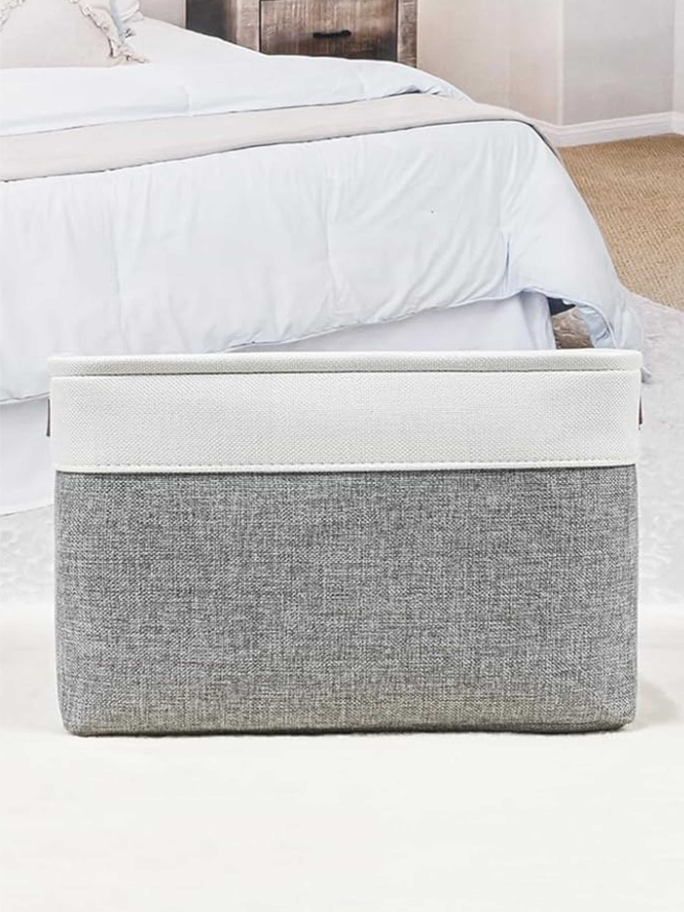 Корзина Органайзер для зберігання білизни, одягу, упорядкування домашньої шафи, дитячих іграшок – Сіро- білий Lovely Svi  модель 8112025 Фото