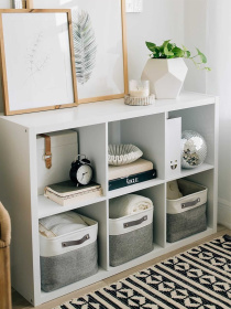 Корзина Органайзер для зберігання білизни, одягу, упорядкування домашньої шафи, дитячих іграшок – Сіро- білий Lovely Svi  модель 8112025 Фото