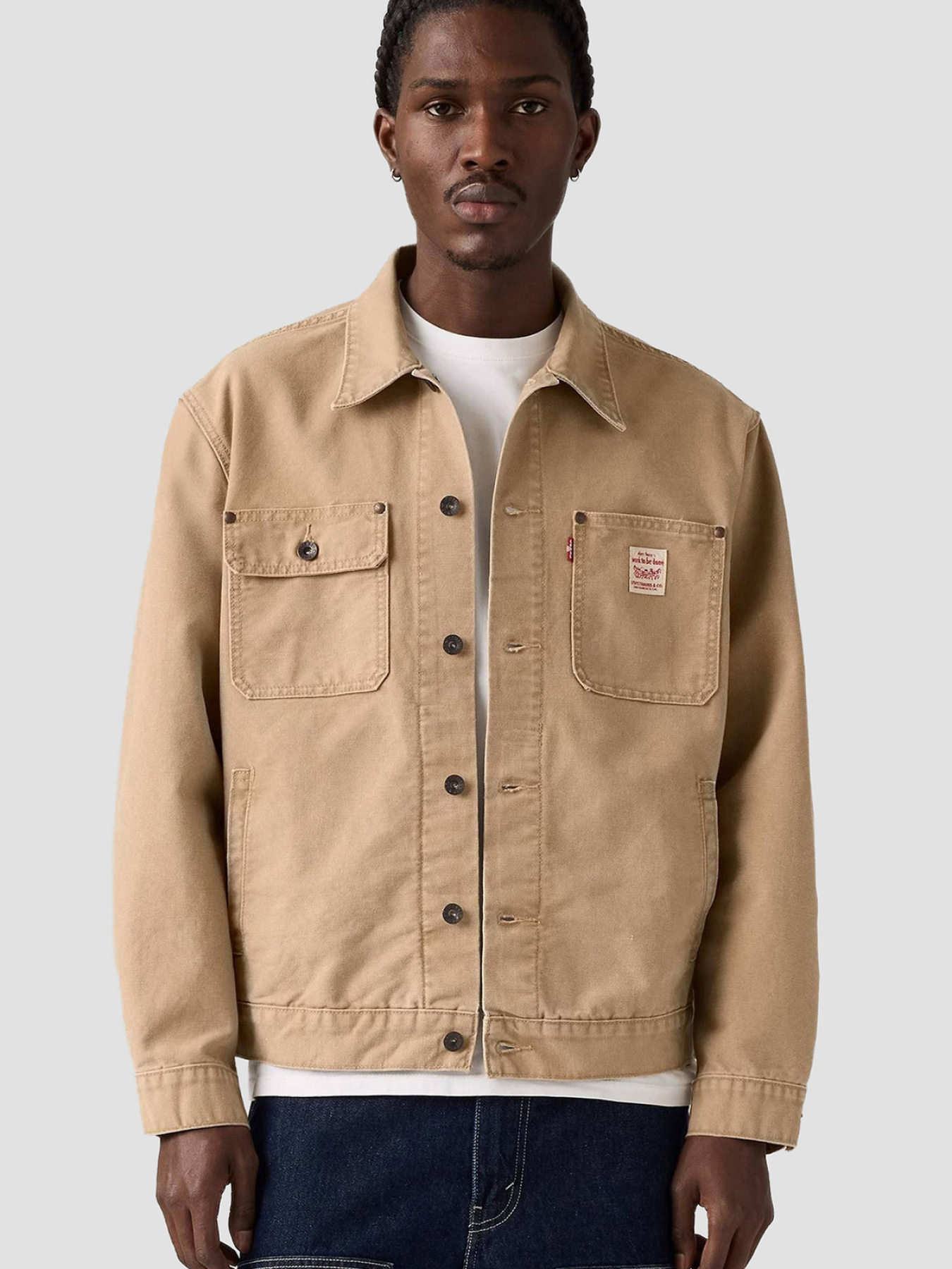 Чоловіча бежева джинсова куртка модель A4820;0023 Фото