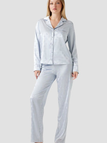 Жіноча блакитна піжама з візерунком (сорочка, брюки) модель O5BX05.W4732;FBCW Жіноча блакитна піжама з візерунком (сорочка, брюки) модель O5BX05.W4732;FBCW Фото