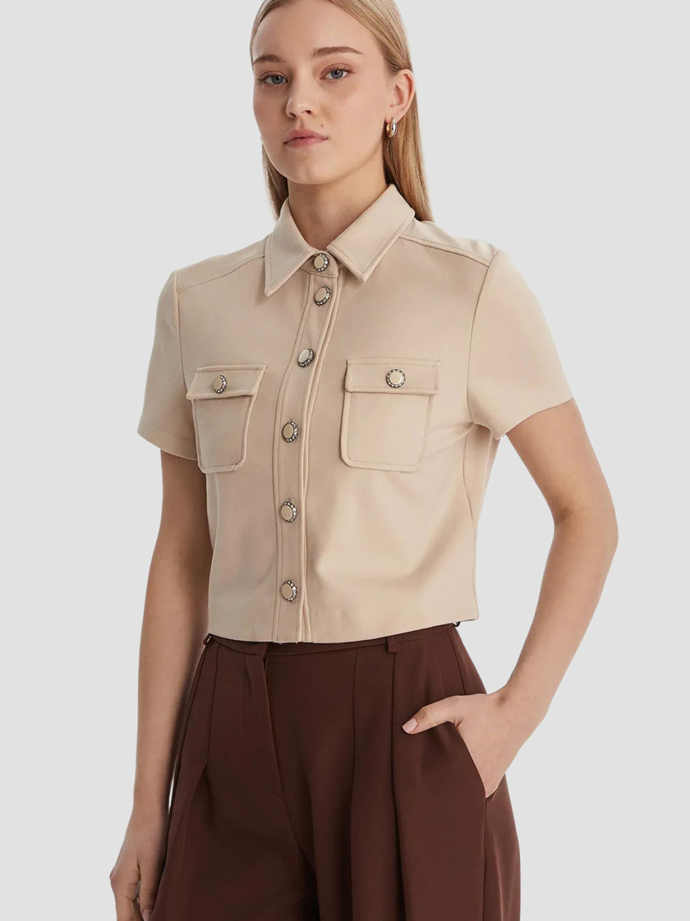 Женская бежевая рубашка модель W6RH83.KCMU2;G1FG Фото