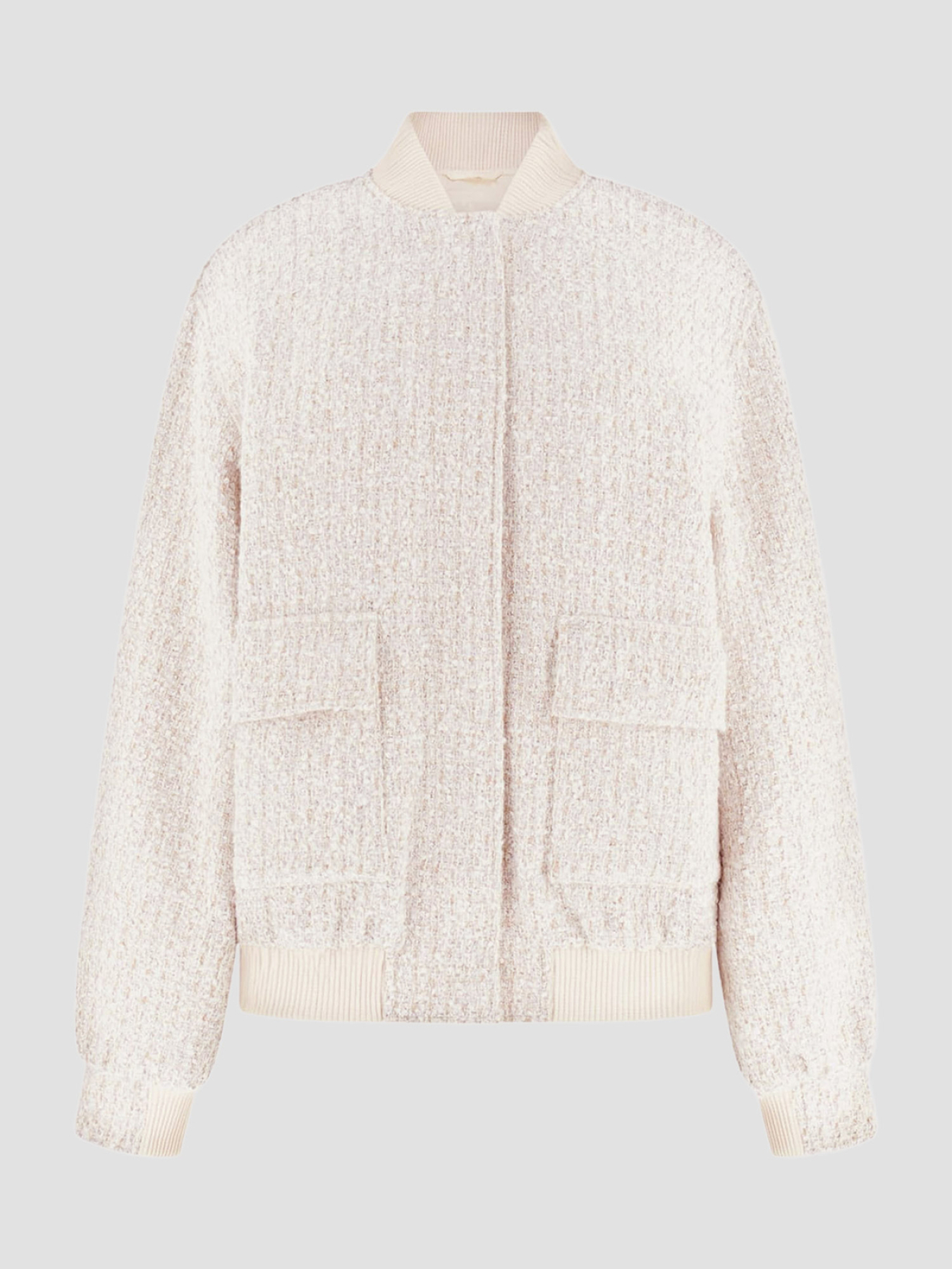 Женский бежевый твидовый бомбер модель W6RL38.WJ572;F0D9 Фото