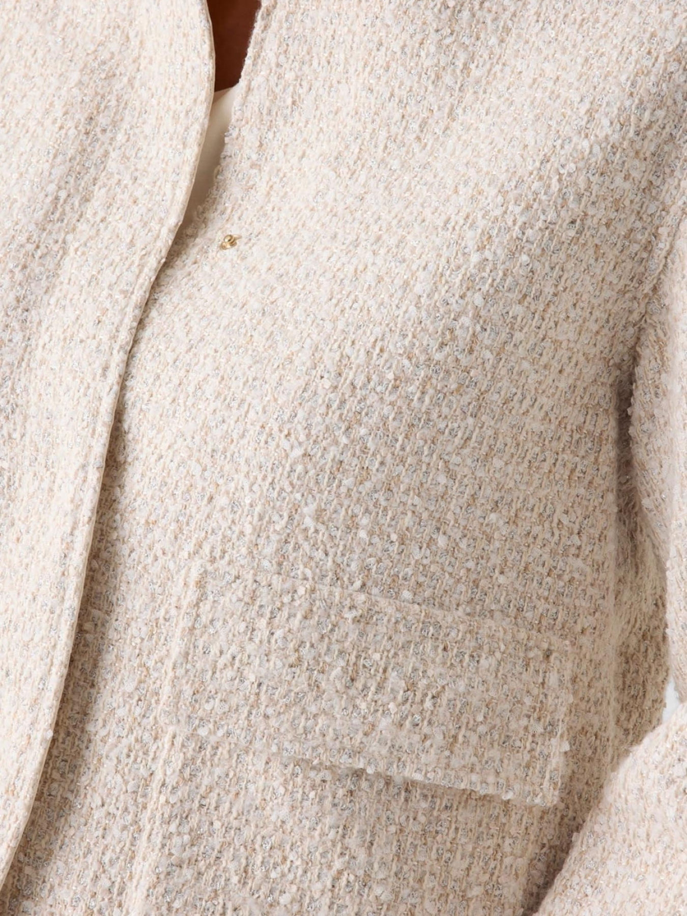 Женский бежевый твидовый бомбер модель W6RL38.WJ572;F0D9 Фото