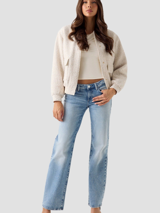 Женский бежевый твидовый бомбер модель W6RL38.WJ572;F0D9 Фото