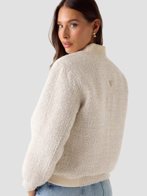 Женский бежевый твидовый бомбер модель W6RL38.WJ572;F0D9 Фото