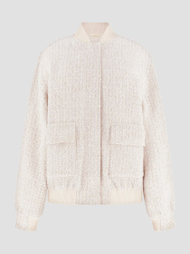 Женский бежевый твидовый бомбер модель W6RL38.WJ572;F0D9 Фото