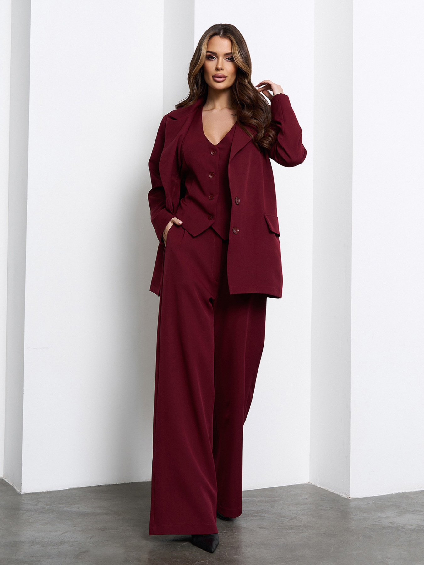 Костюмы модель 15075_темно-бордовый Фото