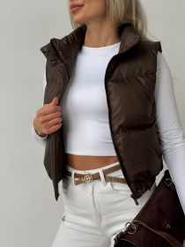 Укорочений Жилет Скай шоколад модель Skay_chocolate Фото