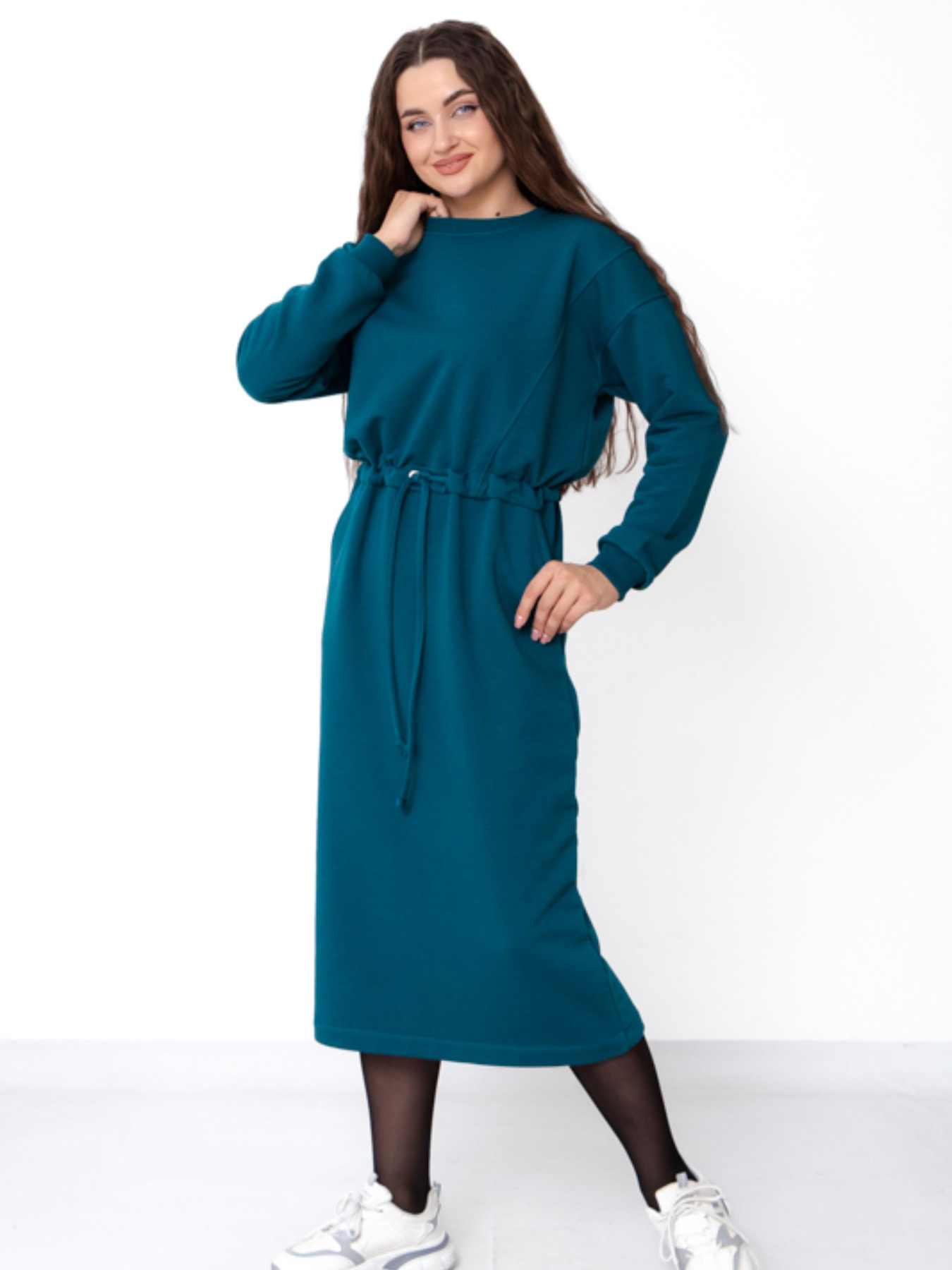 Демісезонна жіноча сукня прямого крою з куліскою на талії, Смарагдовий​ Носи Своє (8445-104) модель 8445-104-smaragdovij Фото