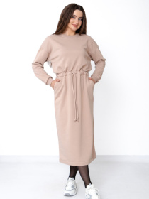 Утеплена жіноча сукня прямого крою з куліскою на талії, Моко Носи Своє (8445-104) модель 8445-104-svtla-kava Фото