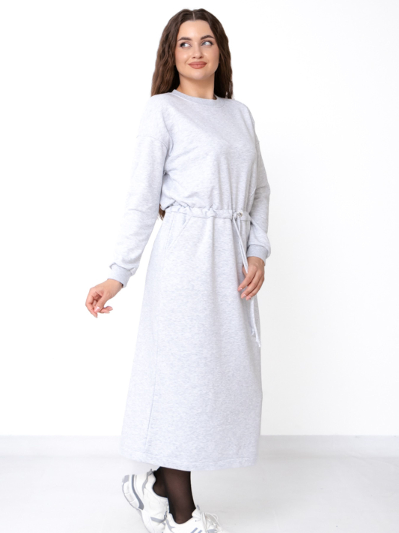 Утеплена жіноча сукня прямого крою з куліскою на талії, Сірий Носи Своє (8445-104) модель 8445-104-srij Фото