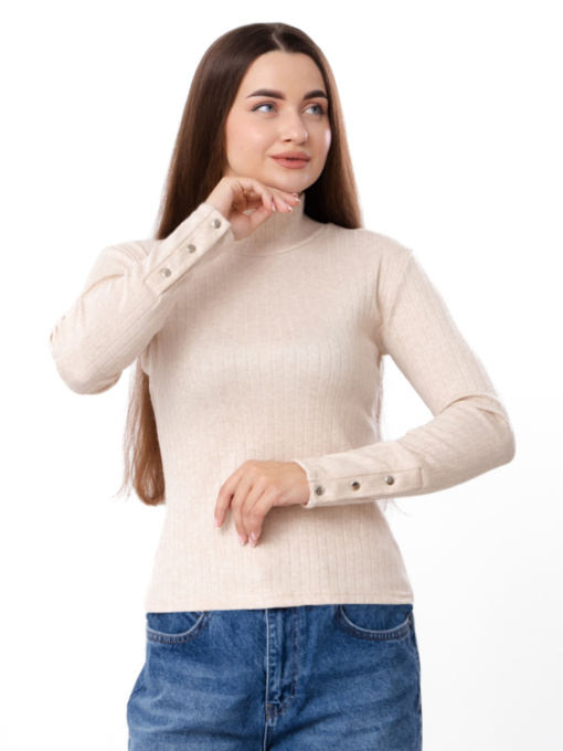 Ангоровий жіночий лонгслів з декоративними гудзиками на манжетах, Бежевий Носи Своє (8456-088) модель 8456-088-kremovij Фото