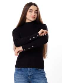 Ангоровий жіночий лонгслів з декоративними гудзиками на манжетах, Чорний Носи Своє (8456-088) модель 8456-088-chornij Фото