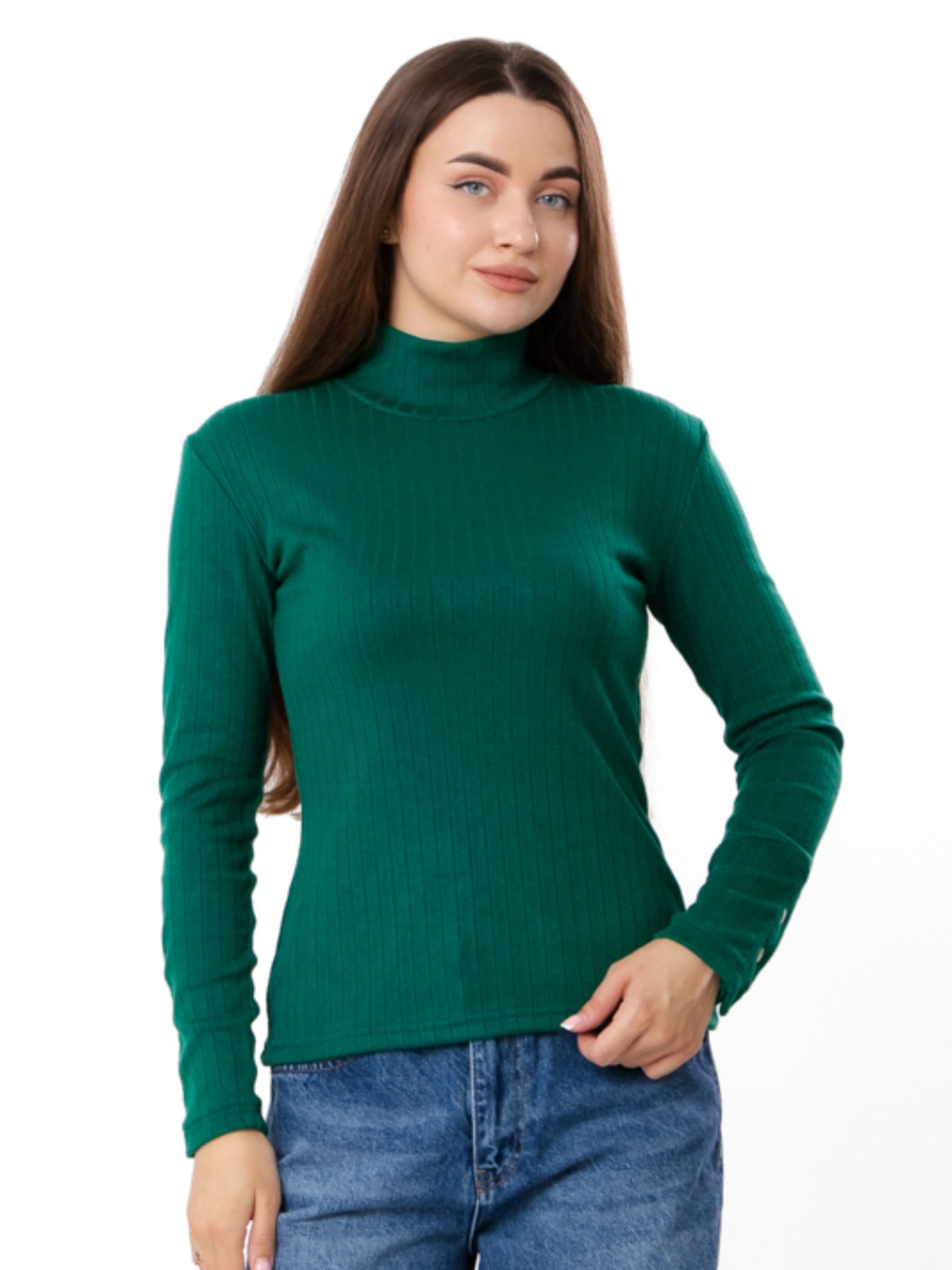 Ангоровий жіночий лонгслів з декоративними гудзиками на манжетах, Зелений Носи Своє (8456-088) модель 8456-088-zelenij Фото