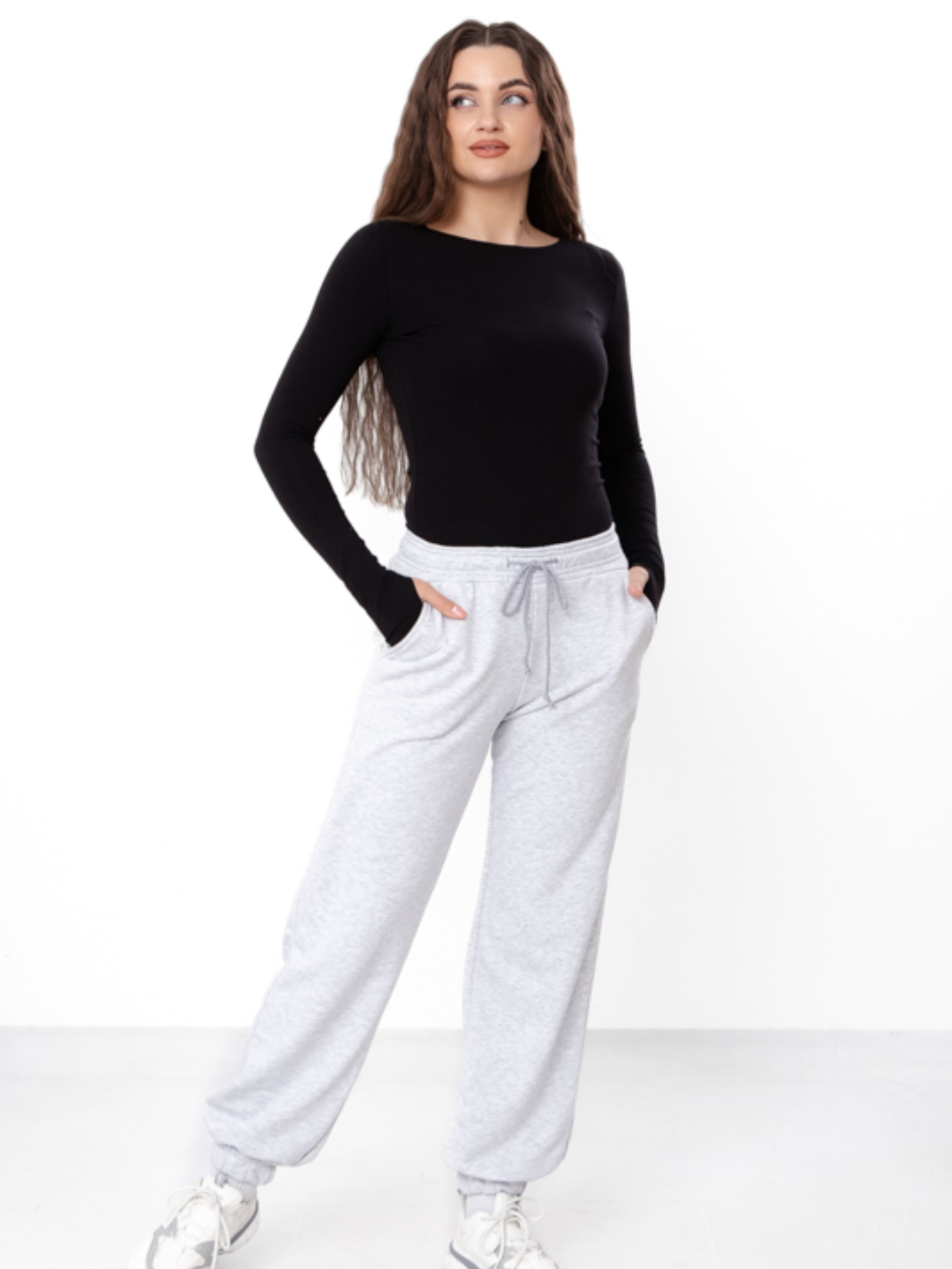 Штани жіночі широкого крою на резинці однотонні, Сірий Носи Своє (8229-104) модель 8229-104-srij Фото