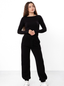 Штани жіночі широкого крою на резинці однотонні, Чорний Носи Своє (8229-104) модель 8229-104-chornij Фото