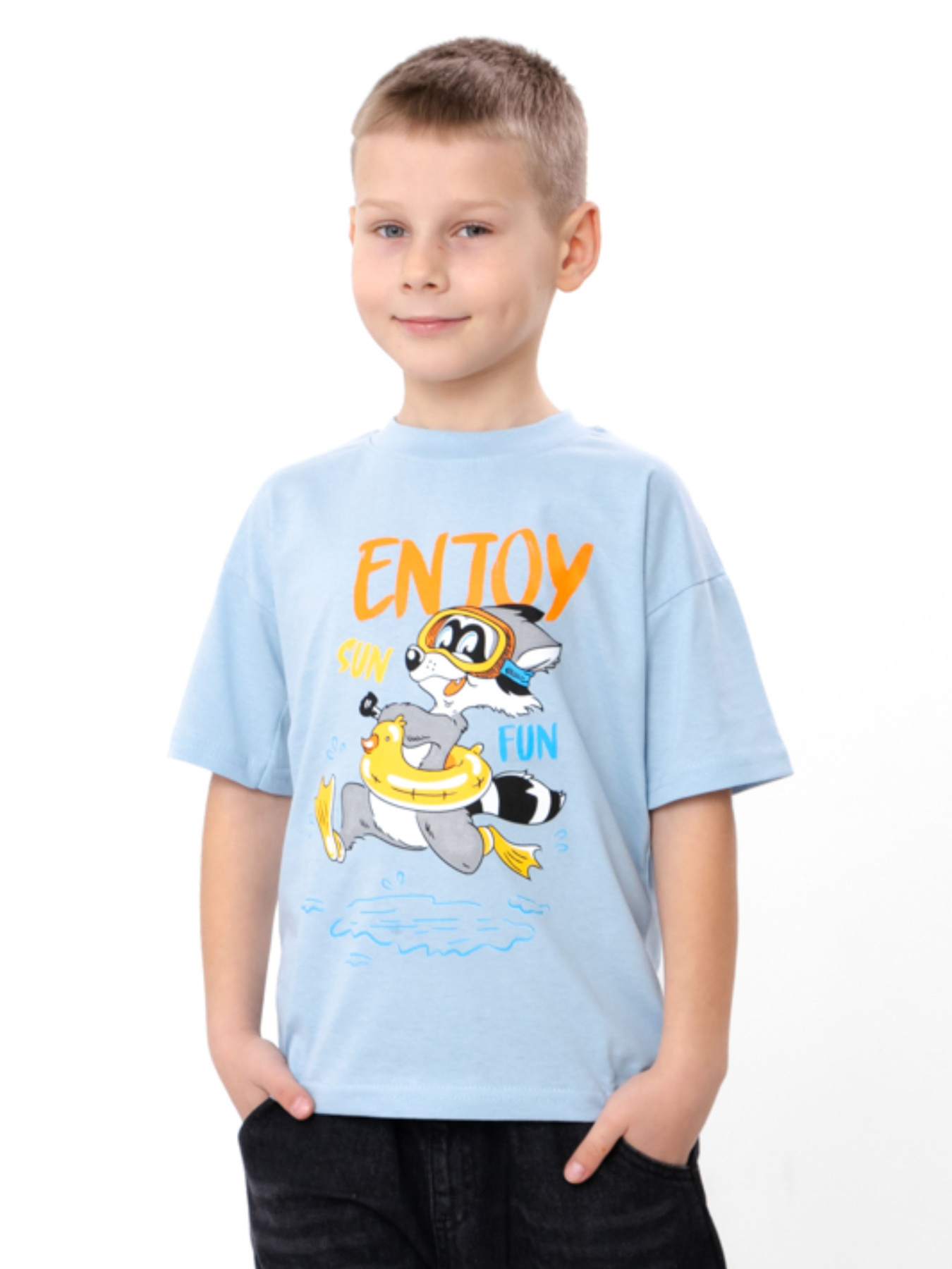 Футболка для хлопчика з принтом, Блакитний Носи Своє (6414-001-33-4-2) модель 6414-001-33-4-2-sro-blakitnij-enjoy Фото