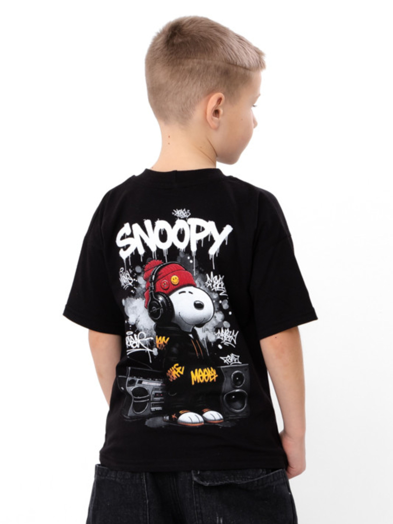 Футболка оверсайз для хлопчика, Чорний Носи Своє (6414-001-33-4-1) модель 6414-001-33-4-1-chornij-snoopy Фото