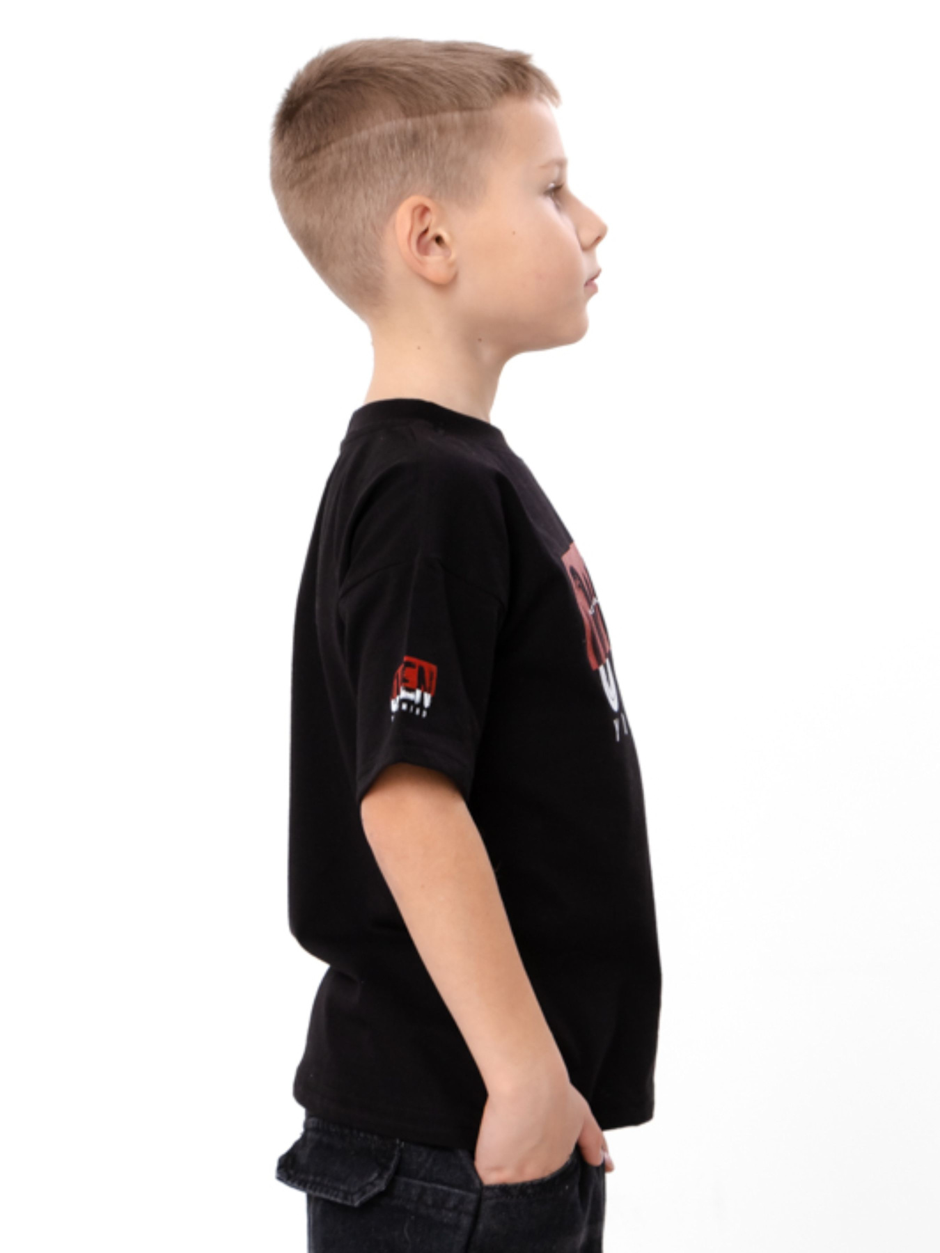 Футболка оверсайз для хлопчика з написом, Графітовий Носи Своє (6414-001-33-4) модель 6414-001-33-4-chornij-open Фото